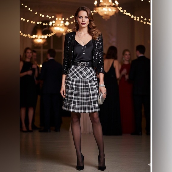 EMPORIO ARMANI SKIRT BLACK & WHITE SIZE 40 Italy US 4 please see measurement - Picture 4 of 15